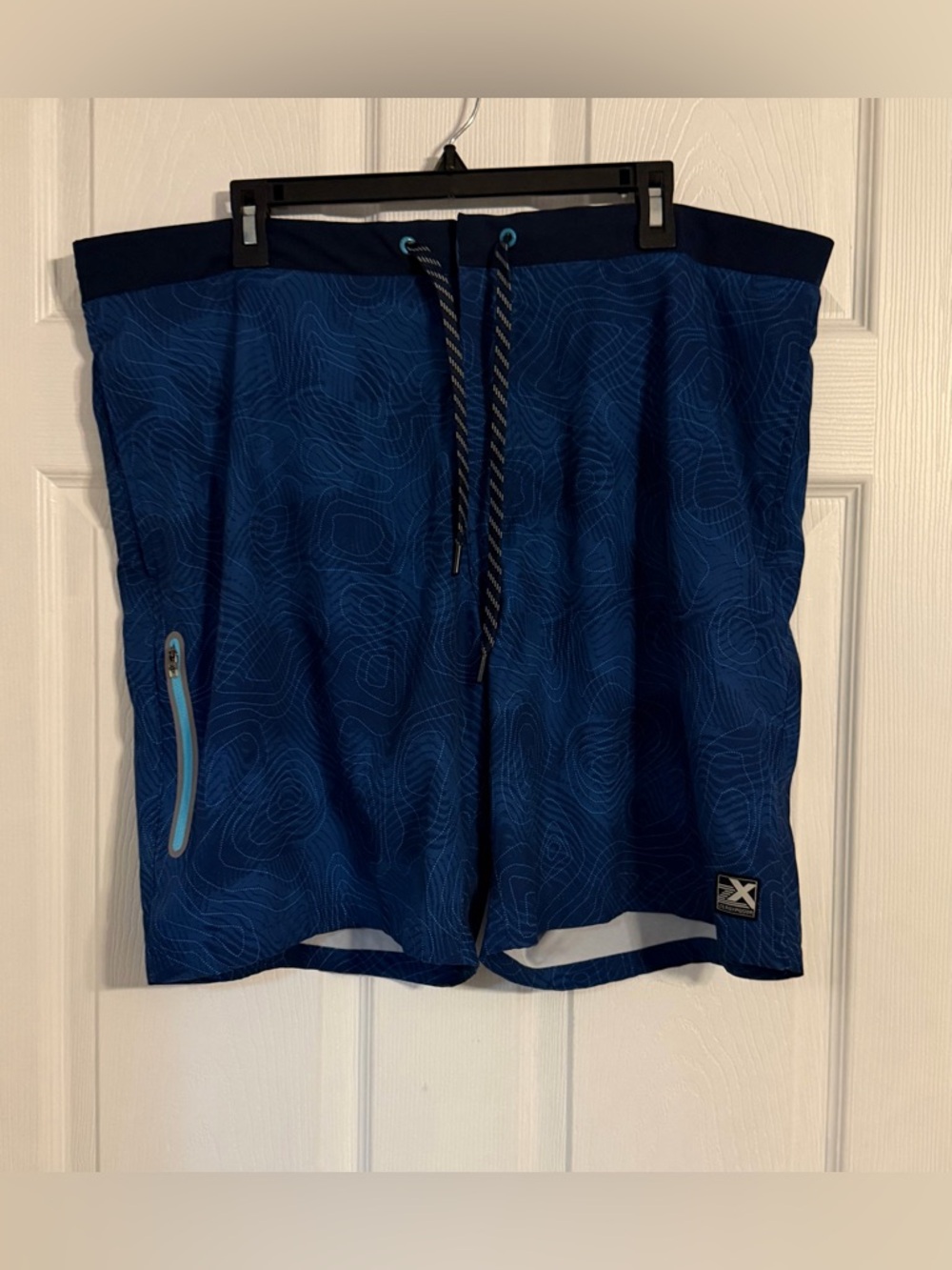 ZEROXPOSUR Men’s Swim Trunks Size Xl Blue With Pockets & Drawstrings